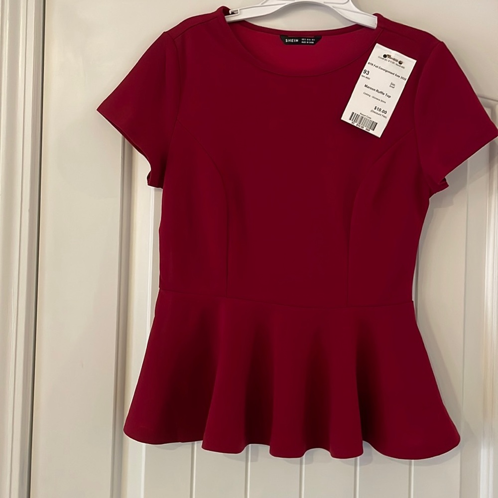 Maroon Ruffle Top - Picture 2 of 4